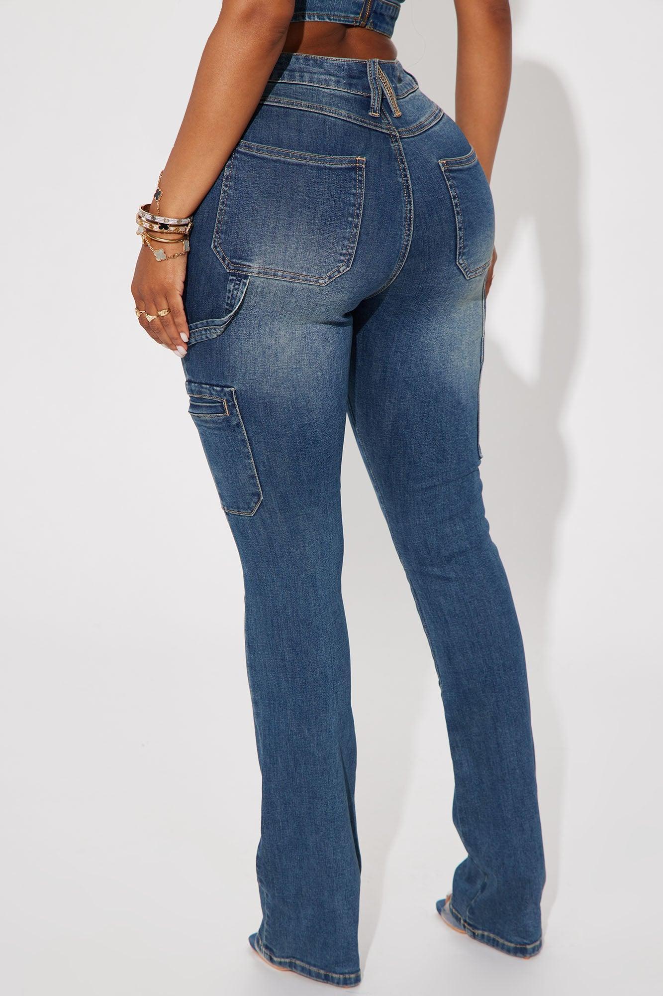 Top Tier Utility Stretch Bootcut Jeans - Medium Wash Product Image