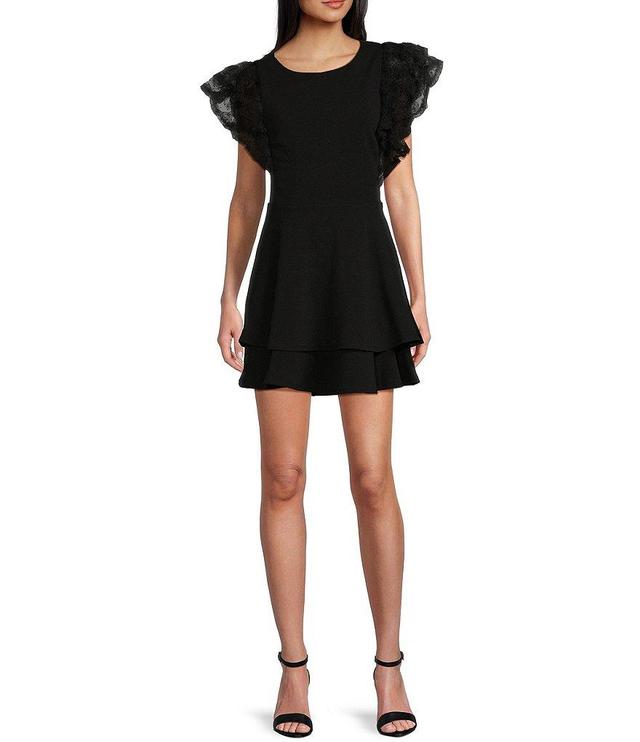 Midnight Doll Flutter Sleeve Fit & Flare Mini Dress Product Image