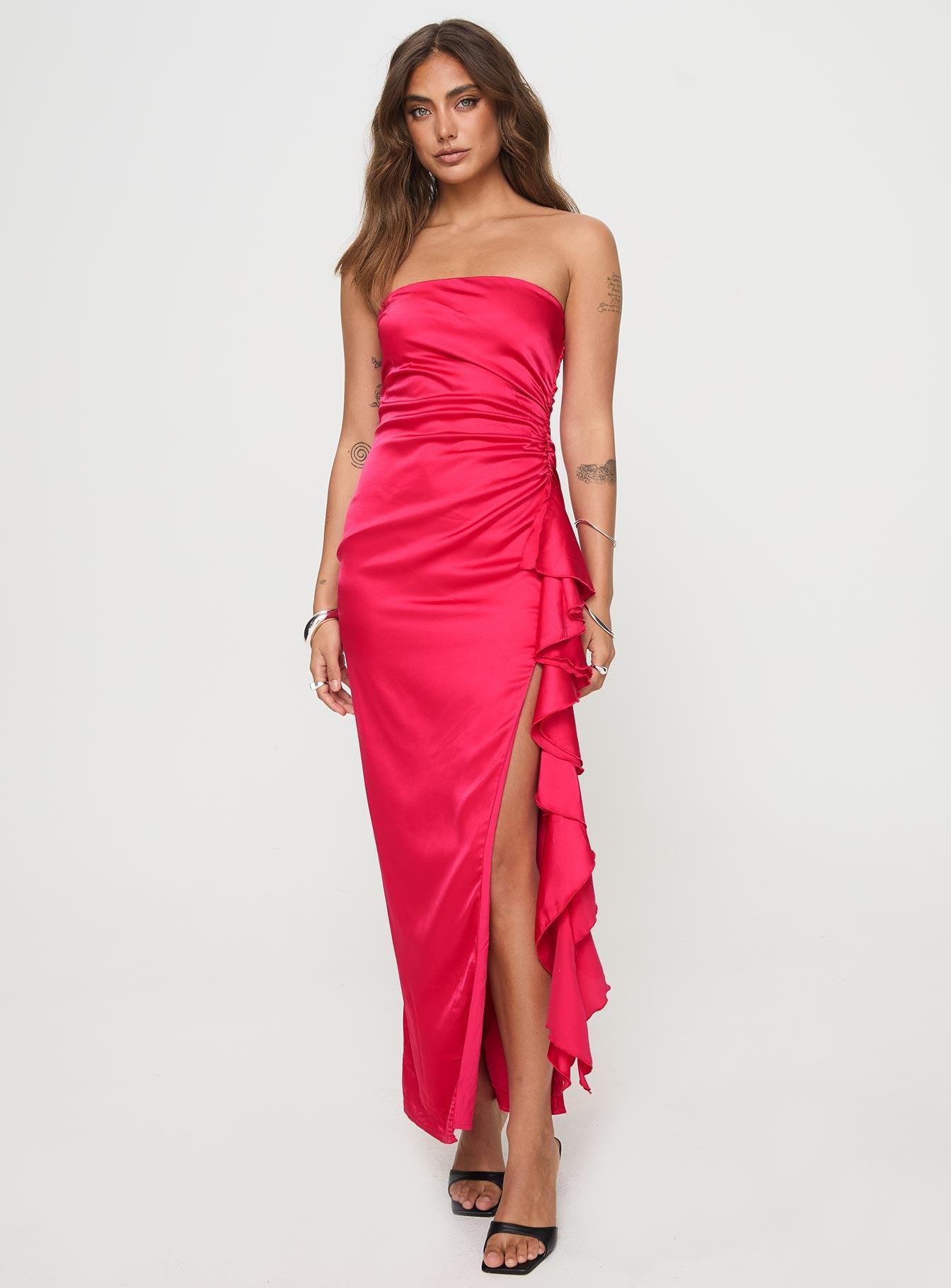 Callita Strapless Maxi Dress Red Product Image