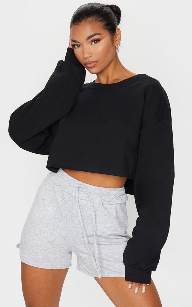 Black Oversized Cropped Sweat Shirt Product Image