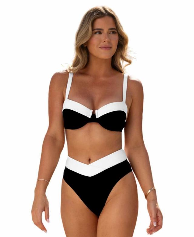 Cupshe Womens Cupshe X JoJo Colorblock Underwire Bikini Top & V-Waist Bottoms Set Product Image