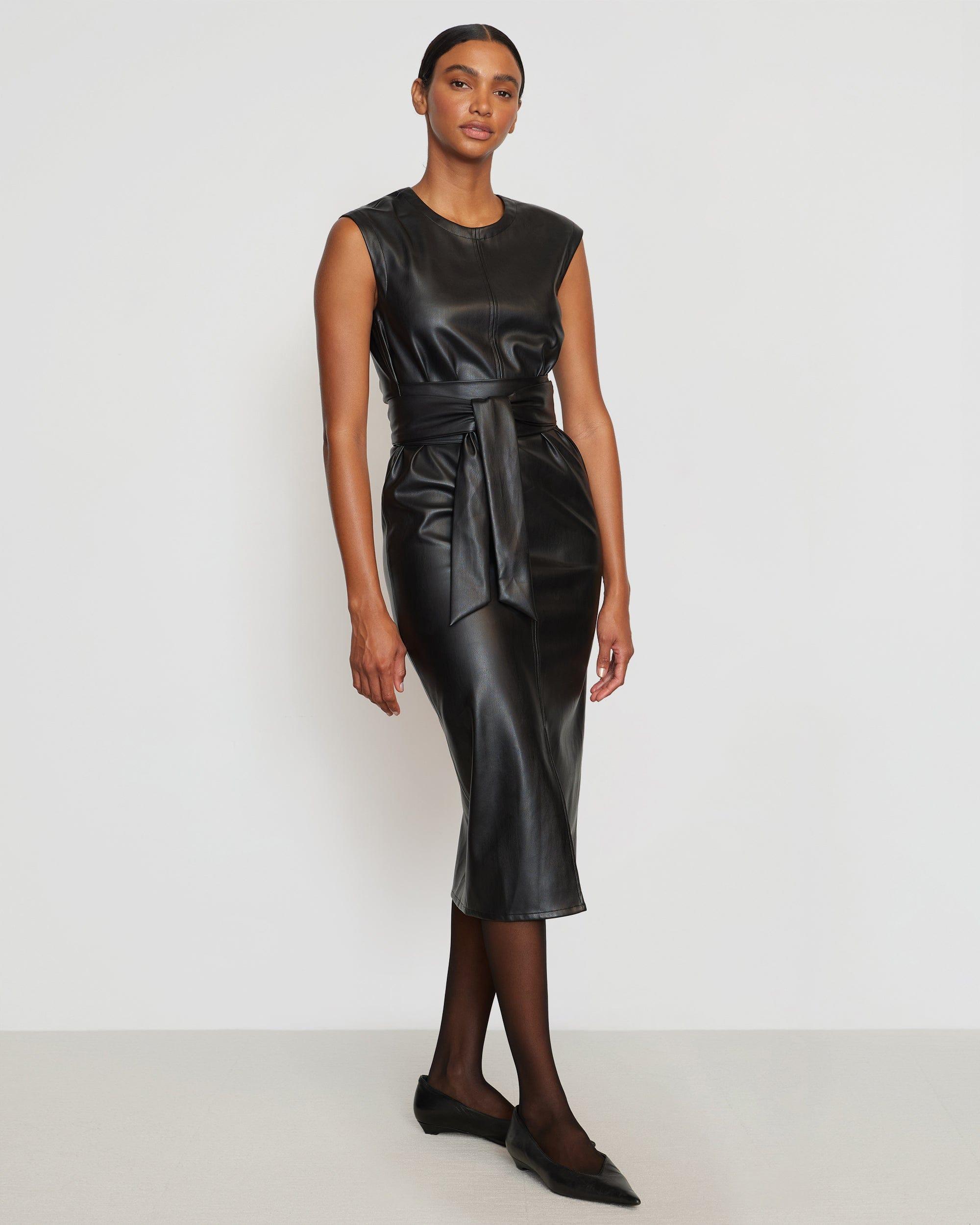 Pilar Vegan Leather Tie-Front Dress Product Image