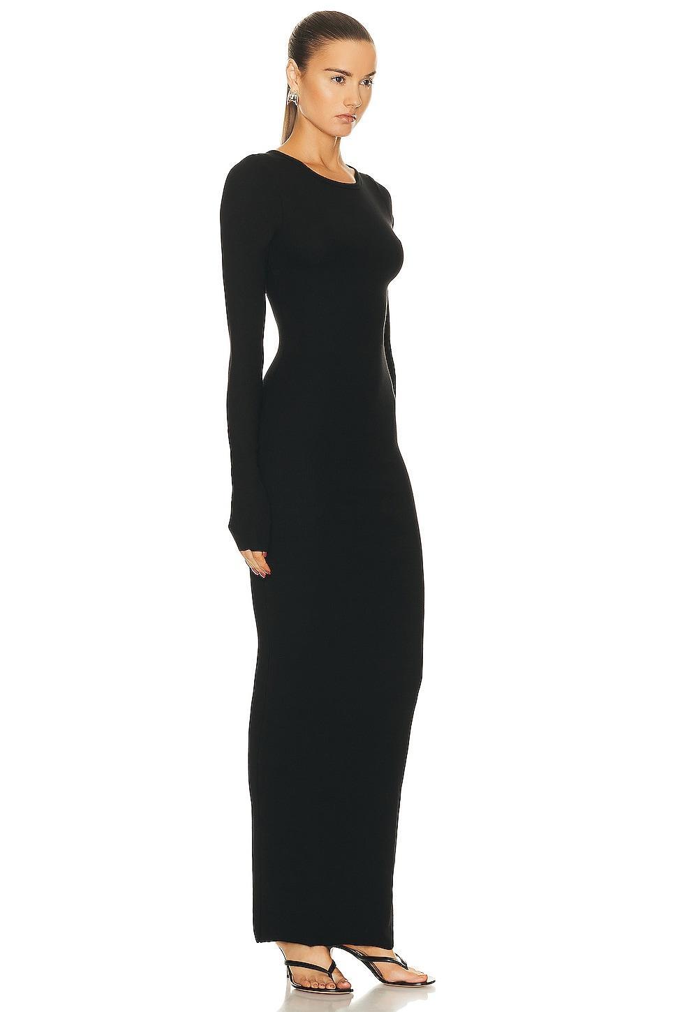 Eterne Long Sleeve Crewneck Maxi Dress in Black - Black. Size XL (also in L, M, S, XS). Product Image