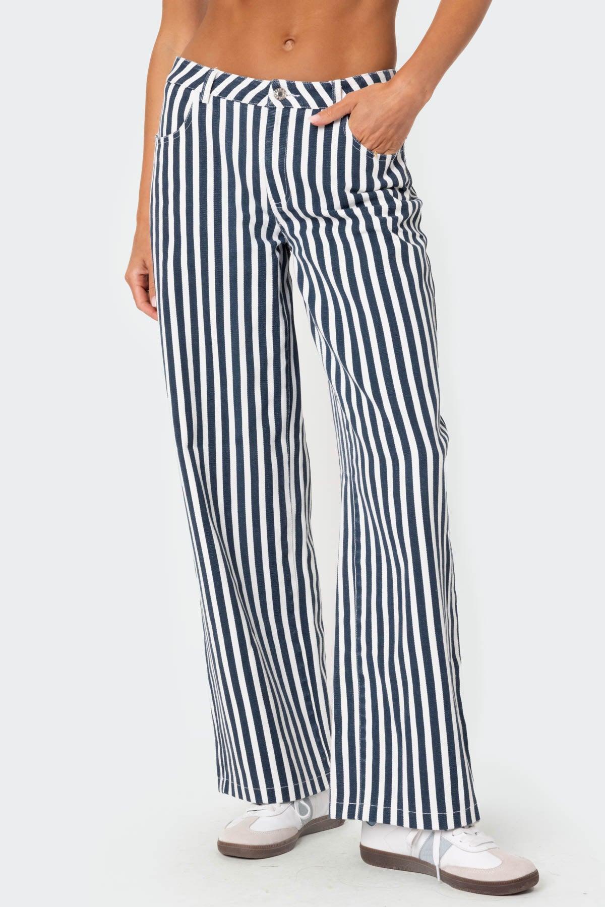 Striped Low Rise Jeans Product Image