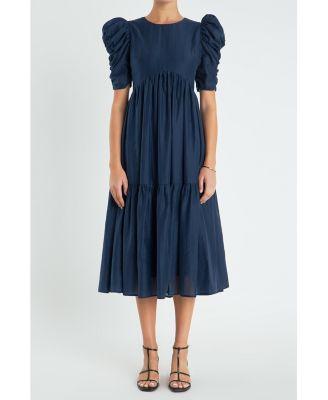 English Factory Womens Puff Sleeves Midi Dress Product Image