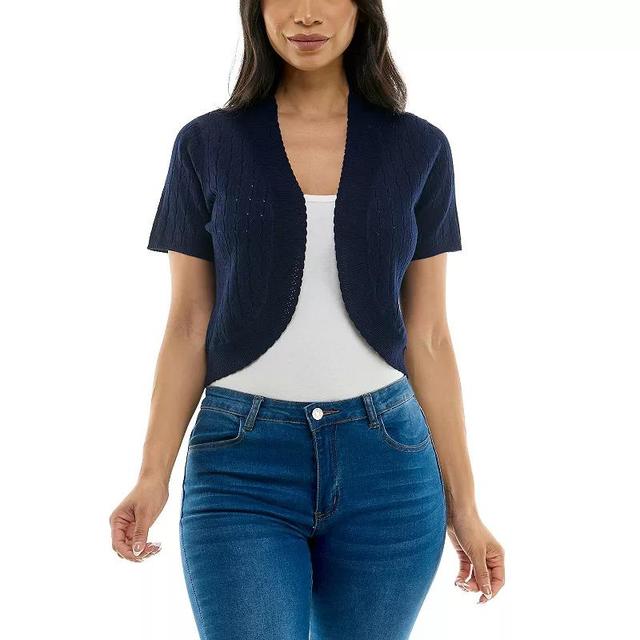 Womens Nina Leonard Scallop Bolero Cardigan Blue Product Image