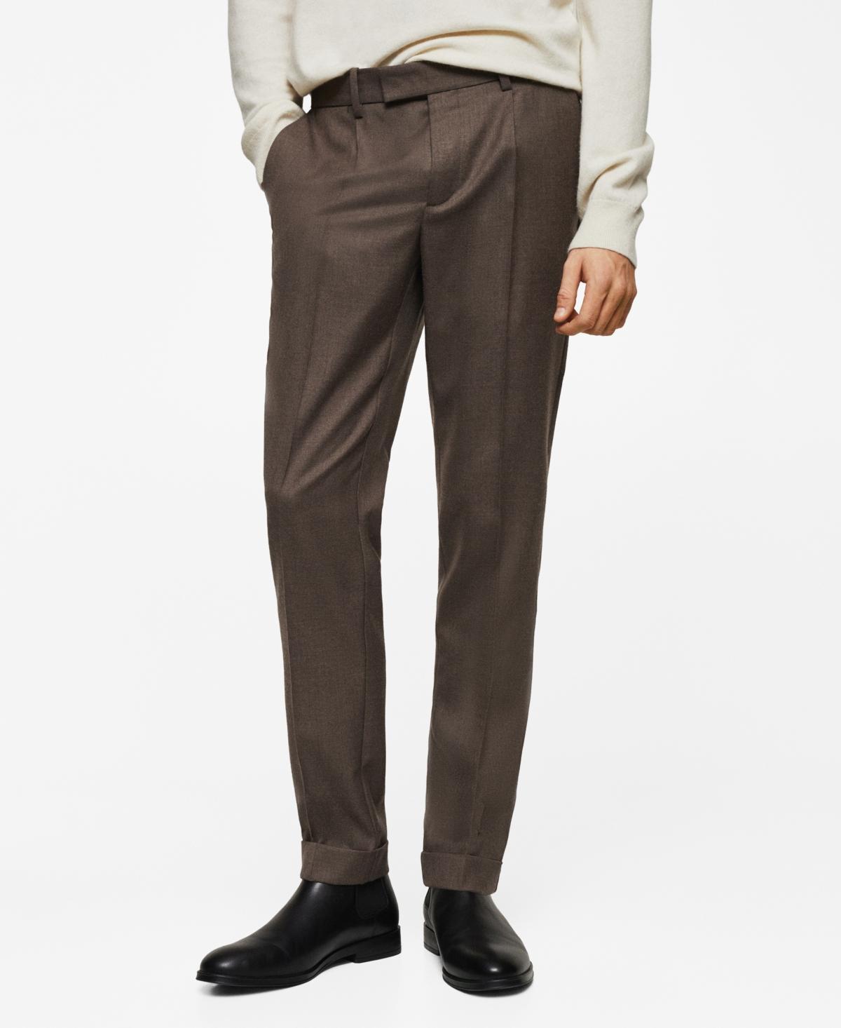 MANGO MAN - Pleat detail wool pants medium brownMen Product Image