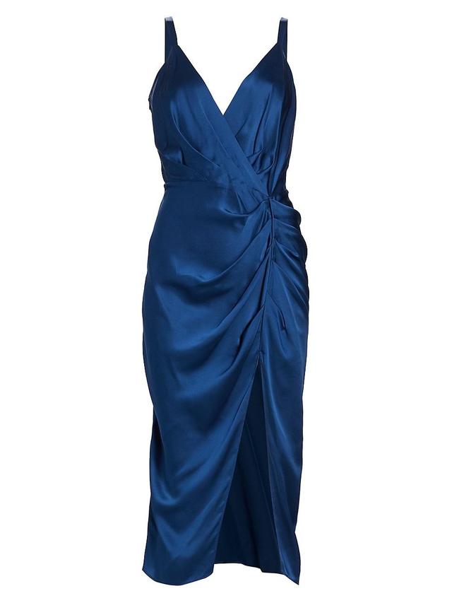 Womens Carmel Silk Draped Midi-Dress Product Image