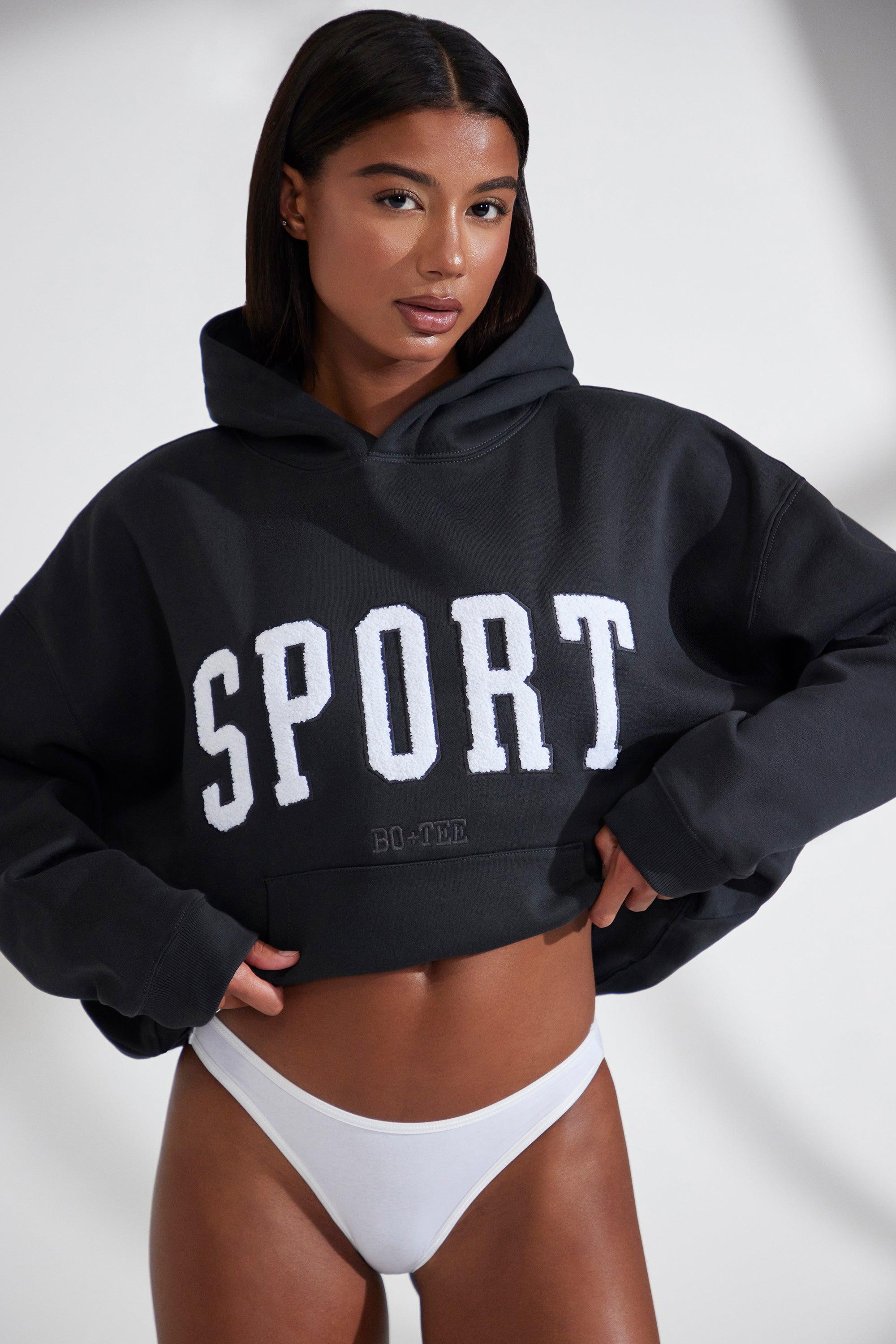 Oversized Hooded Sweatshirt in Black Product Image