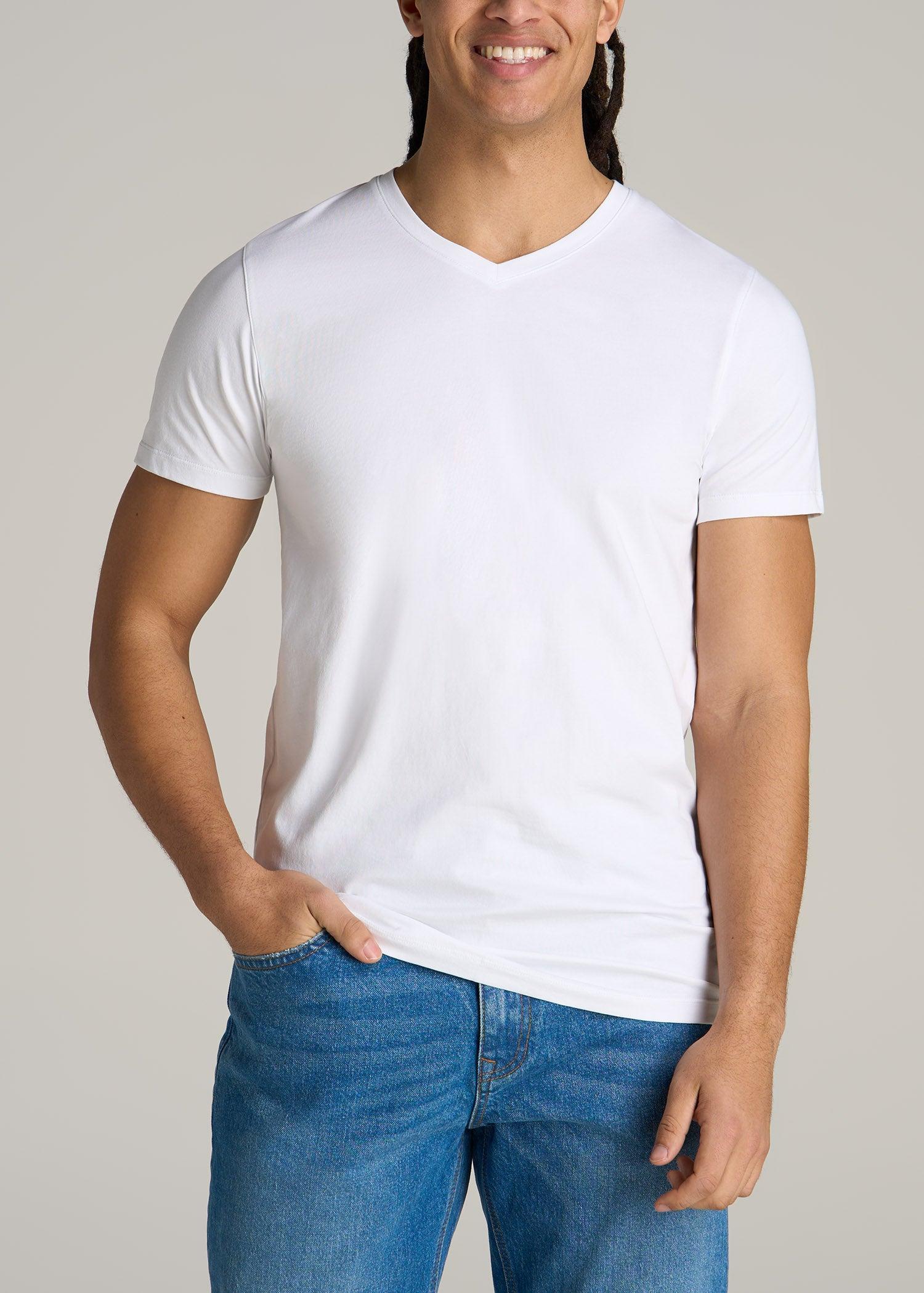 The Essential MODERN-FIT V-Neck Tee for Tall Men in White Product Image