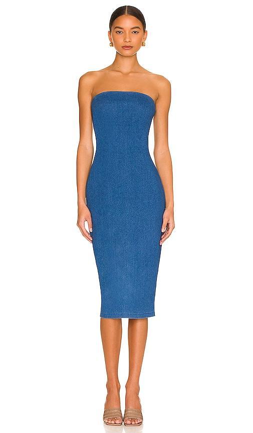 Susana Monaco Strapless Midi Dress in Blue. - size S (also in L, M, XS) Product Image