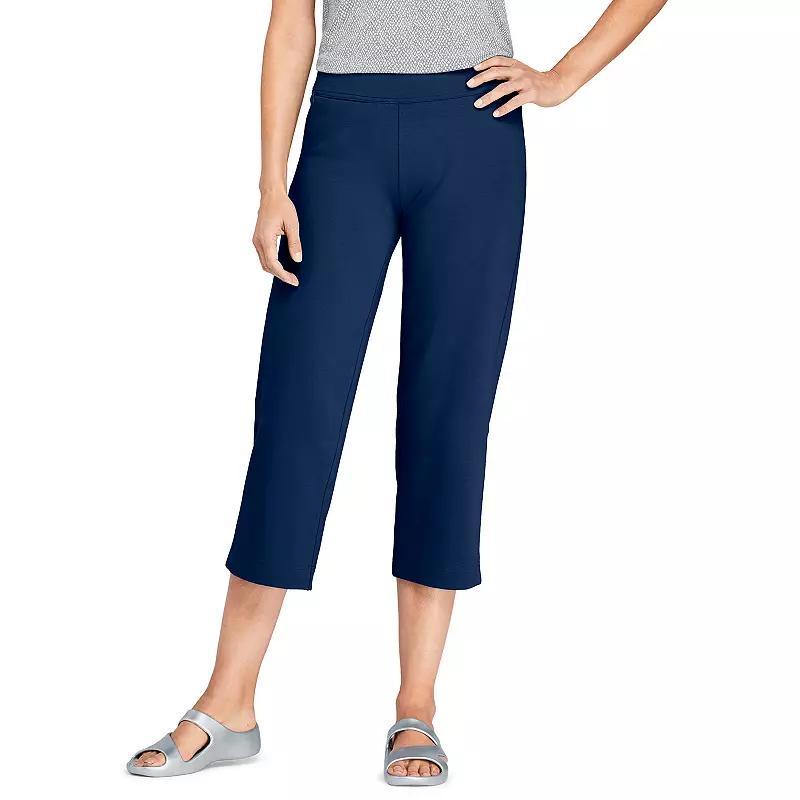 Plus Size Lands End Starfish Mid-Rise Elastic-Waist Pull-On Crop Pants, Womens Gray Grey Product Image