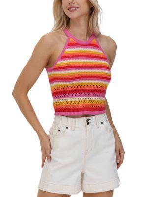 Frye Womens Striped Crochet Halter Tank Product Image