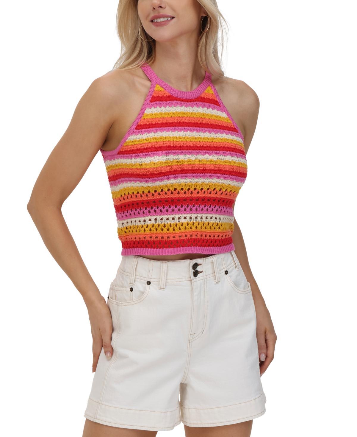 Frye Womens Striped Crochet Halter Tank Product Image