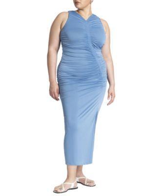 Plus Size Ruched Dress W Slit Product Image