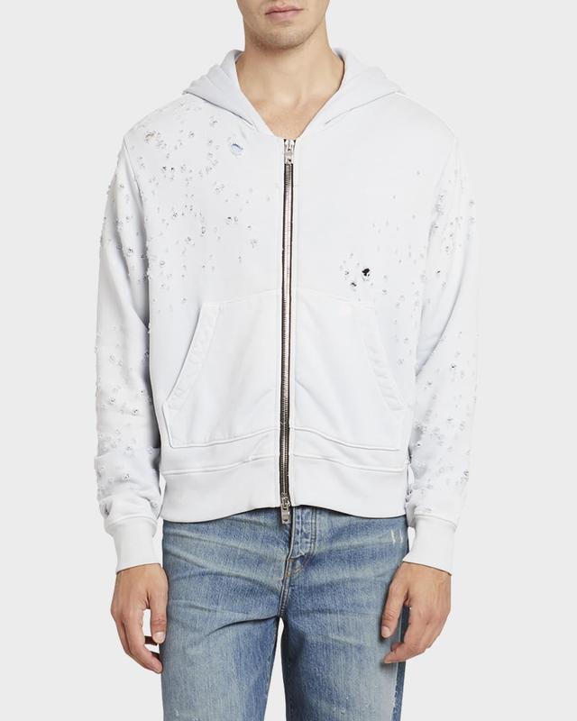 Mens Distressed Zip Hoodie Product Image