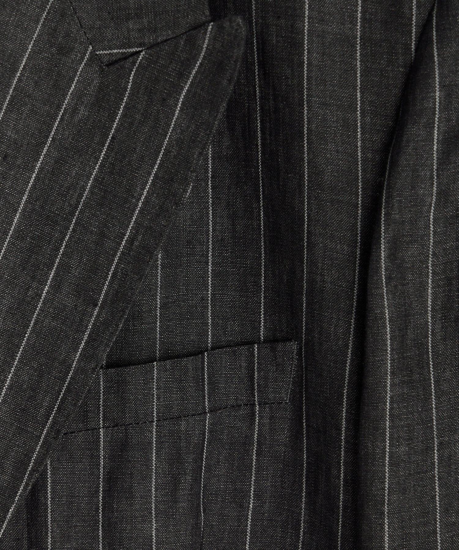 Italian Linen Wythe Suit Jacket in Charcoal Pinstripe Product Image