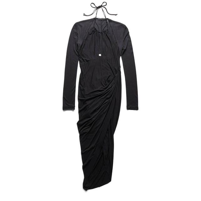 LONG-SLEEVE HALTER DRESS Product Image