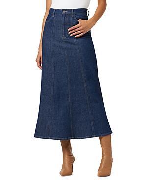 Womens Melanie Flared Denim Midi-Skirt Product Image