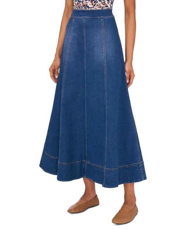 1.state Womens Seamed Denim Zip-Back Maxi Skirt Product Image