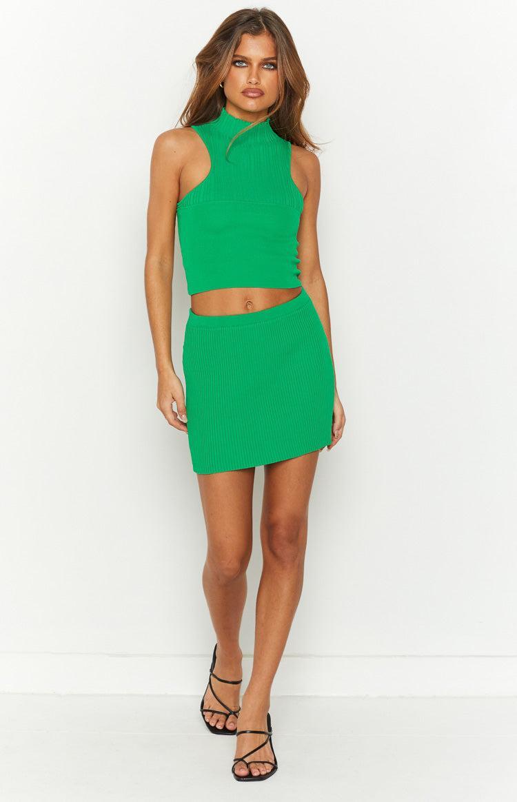 Dominica Green Rib Mini Skirt Product Image