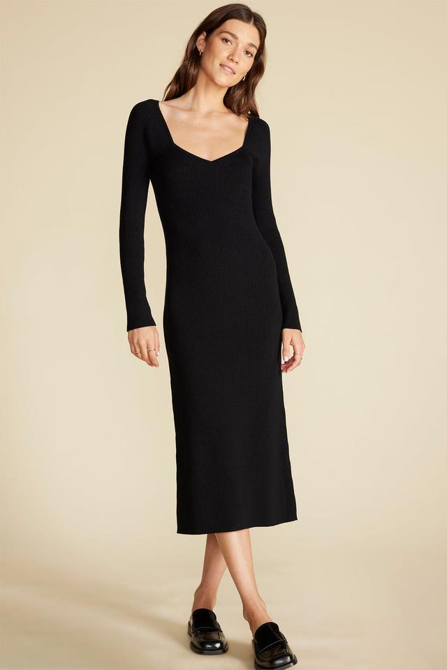 Maelle Square Neck Sweater Dress - Black Product Image