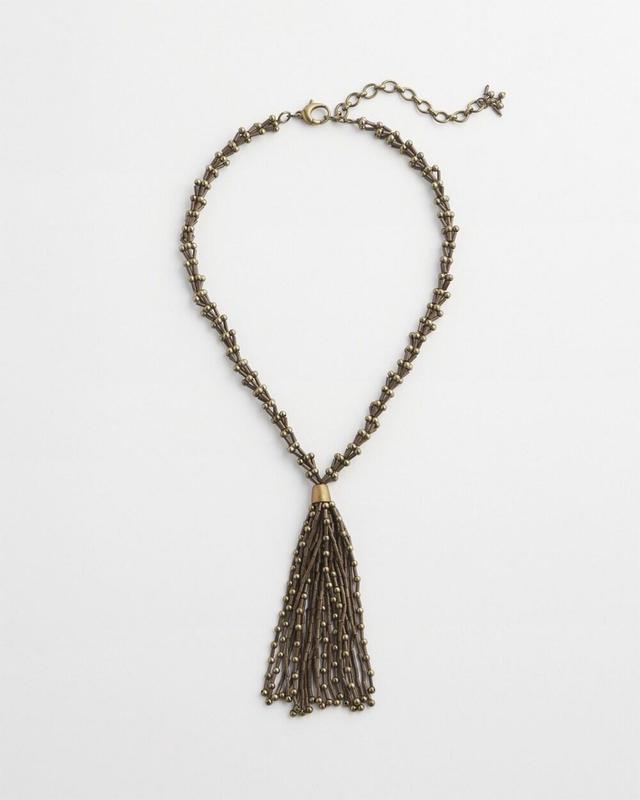 Tassel Pendant Necklace   Chico's - Olive - Women Product Image