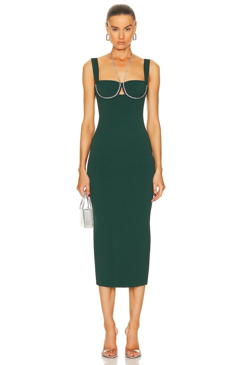 GALVAN Celeste Dress Dark Green. (also in L, M, XS). Product Image