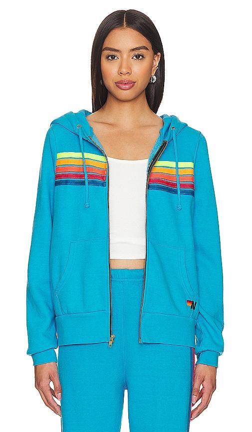 Aviator Nation 5 Stripe Zip Hoodie in Grey. - size L (also in XS, S, M, XL) Product Image