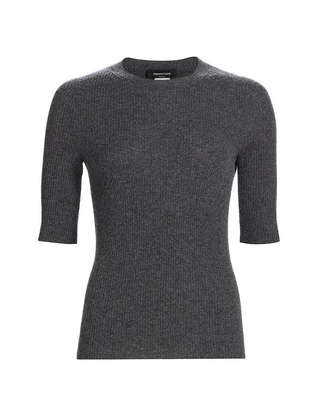 Womens Wool-Blend Rib-Knit Top Product Image