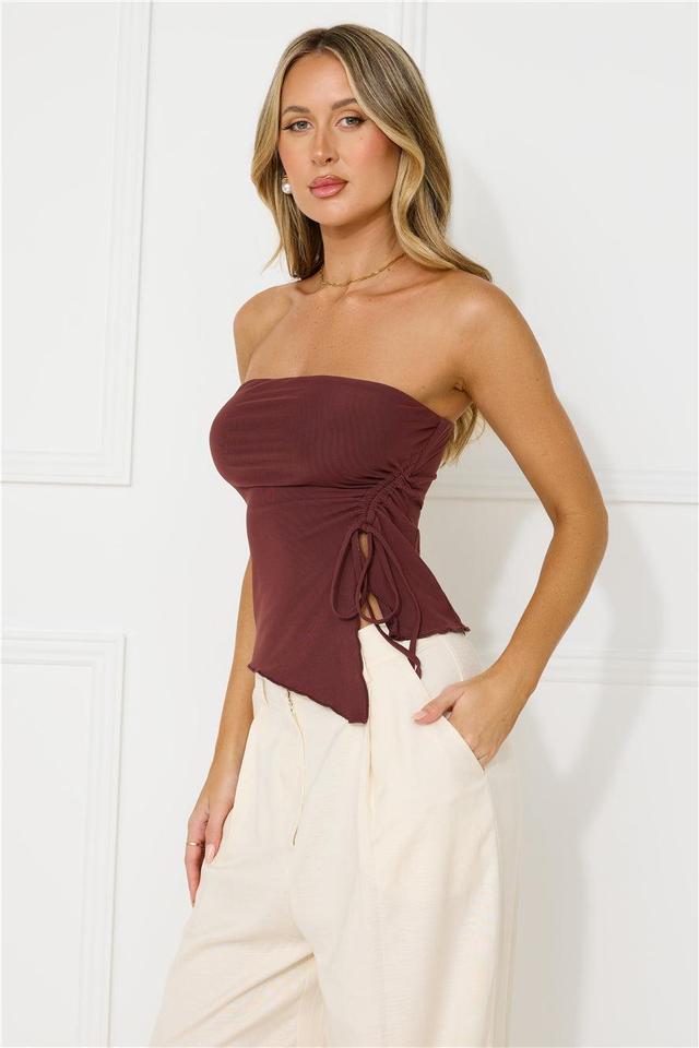 Flirty Game Strapless Mesh Top Brown Product Image