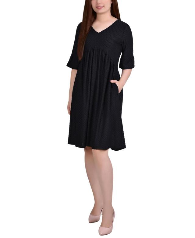 Ny Collection Petite Elbow Sleeve Swiss Dot Empire Dress Product Image