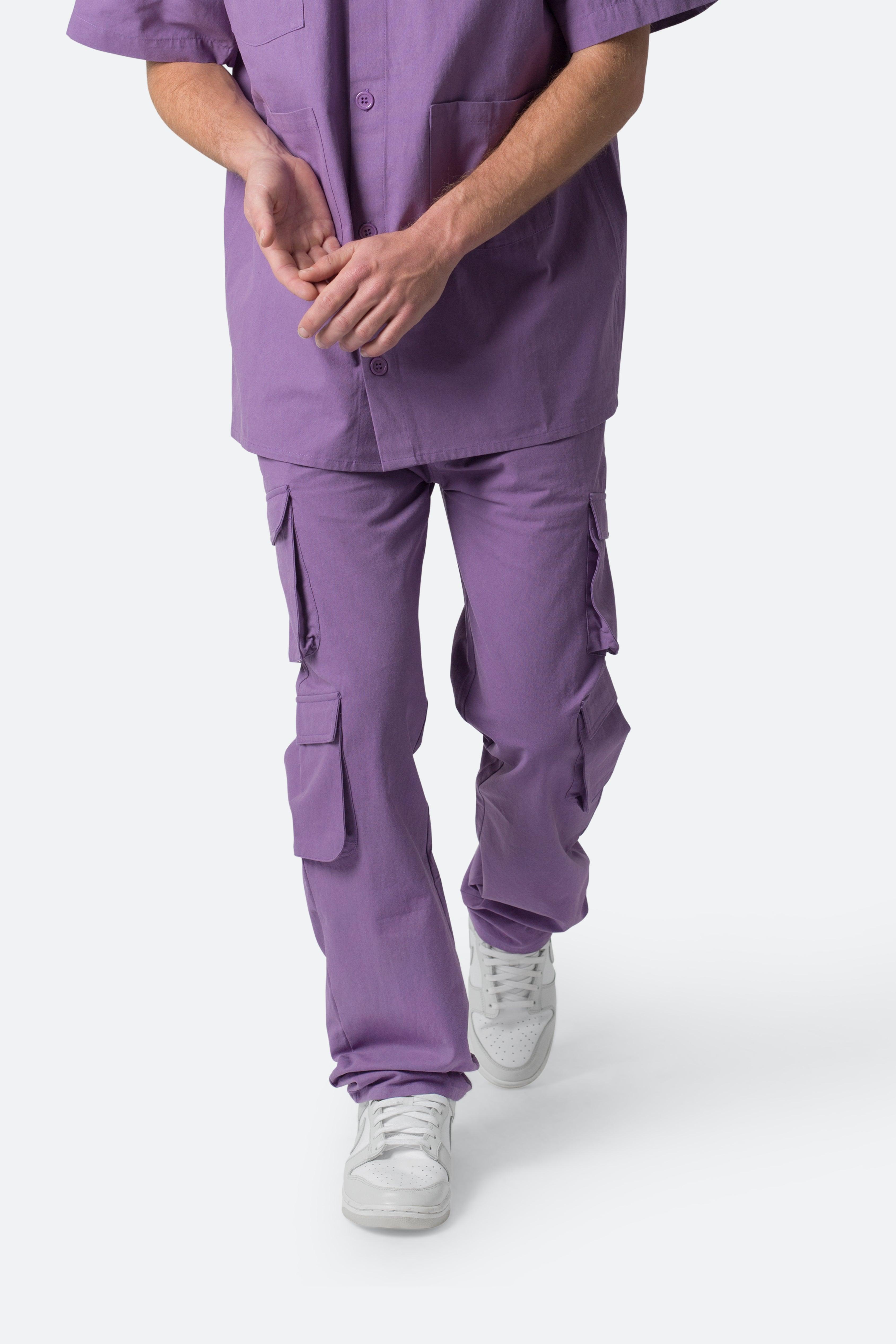 Cotton Cargo Pants - Purple Product Image