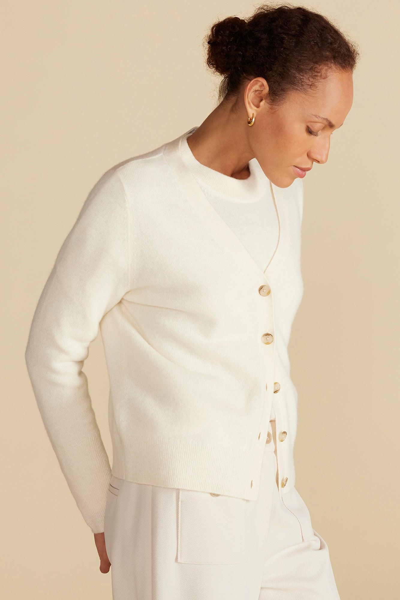 Mason Cashmere Cardigan - Ivory Product Image