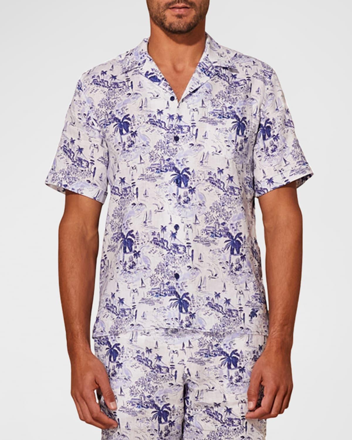 Mens Charli Graphic Linen Camp Shirt Product Image