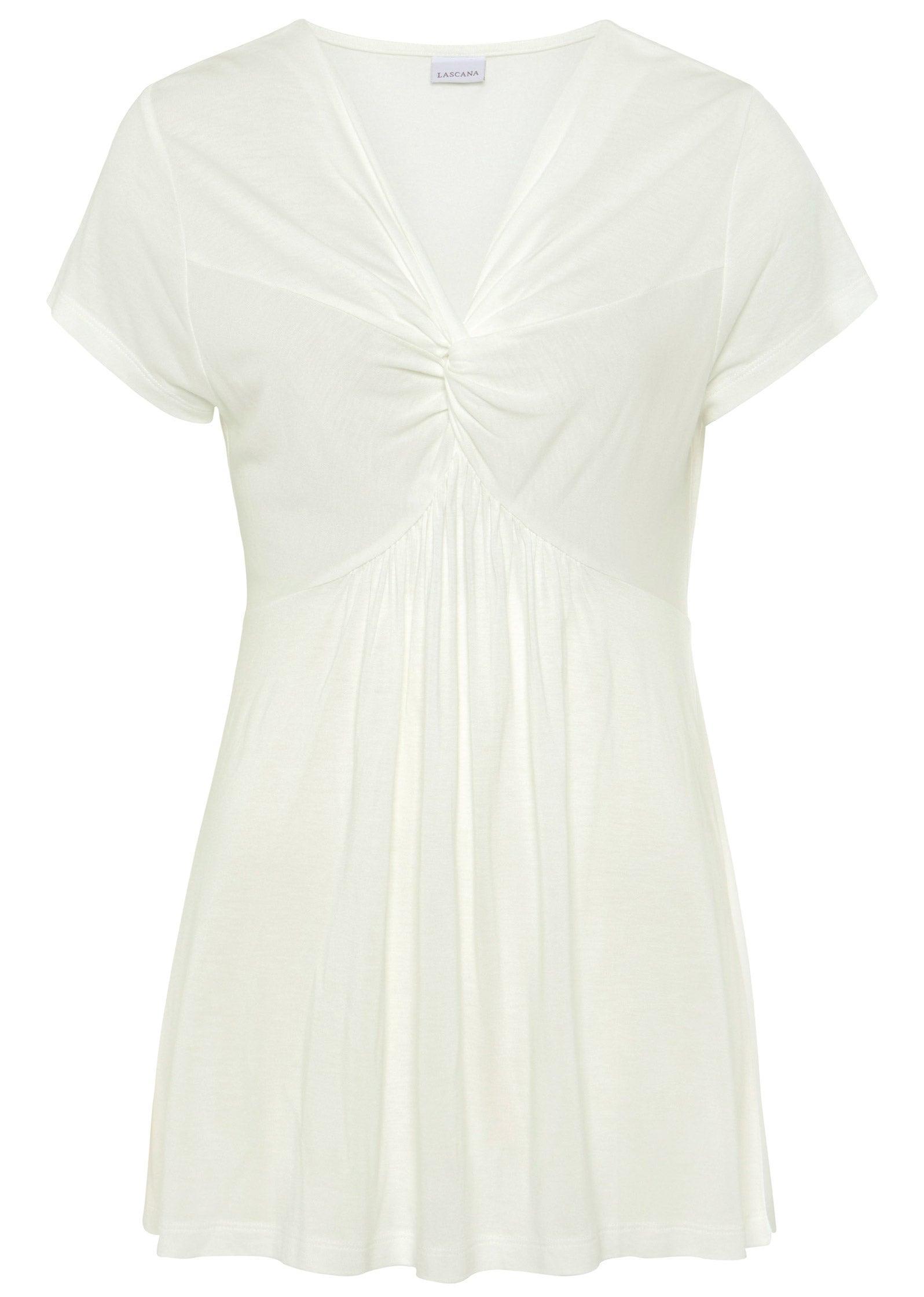 Twist Front Babydoll Top - White Product Image