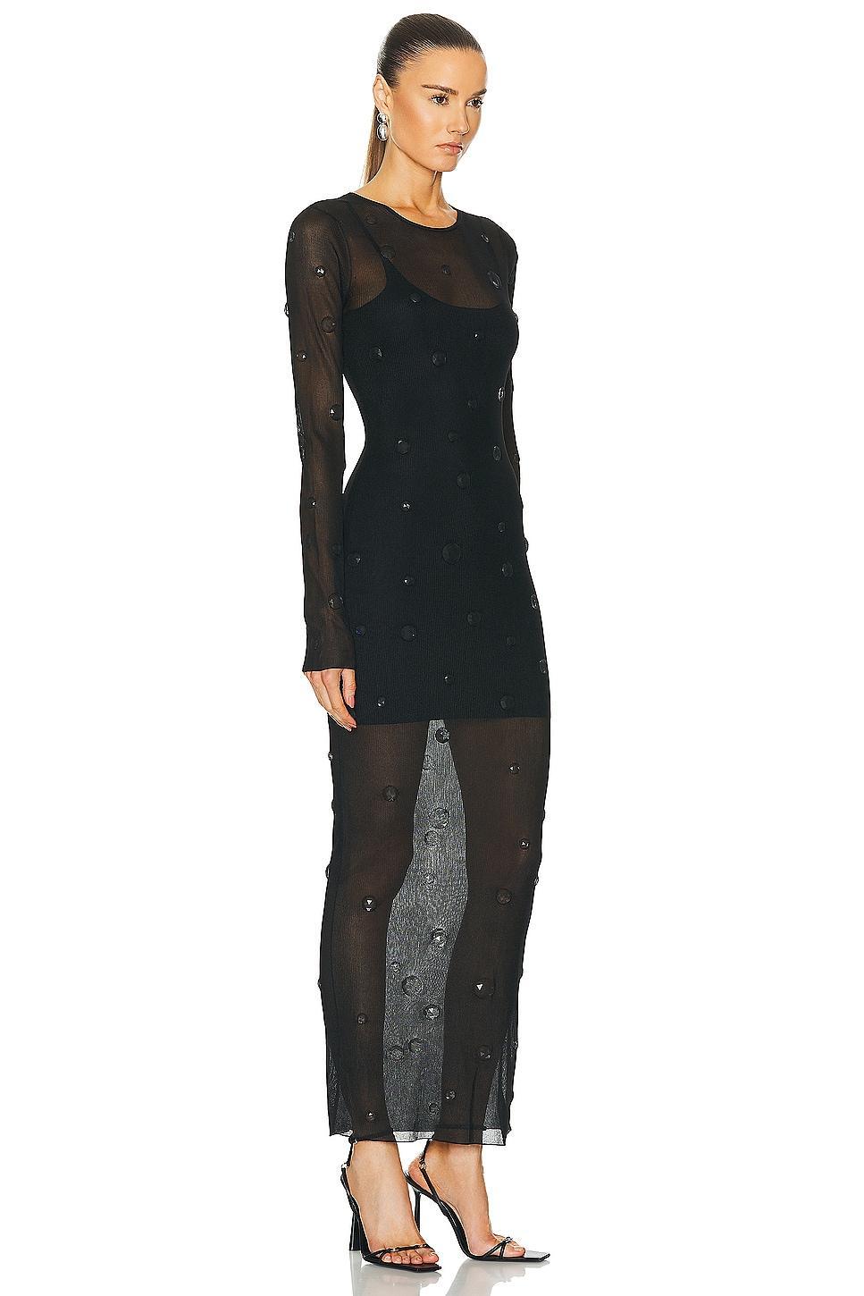 Alexander Wang Long Sleeve Sheer Rib Dress Black. (also in ). Product Image