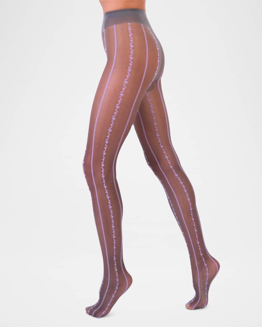 Anemone Sheer Floral Striped Tights Product Image