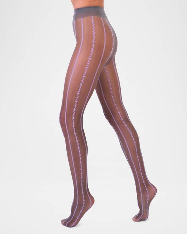 Anemone Sheer Floral Striped Tights Product Image