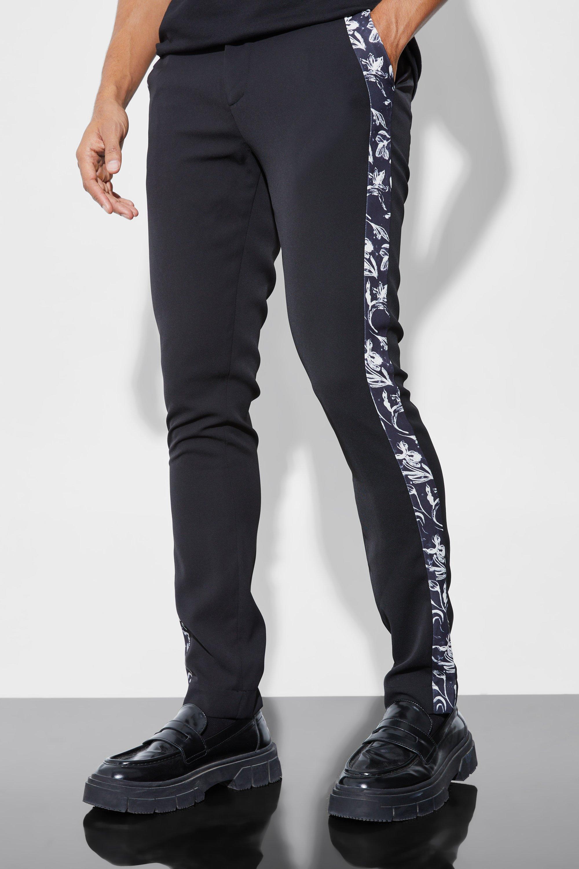 Skinny Tailored Pants With Baroque Side Tape | boohooMAN USA Product Image