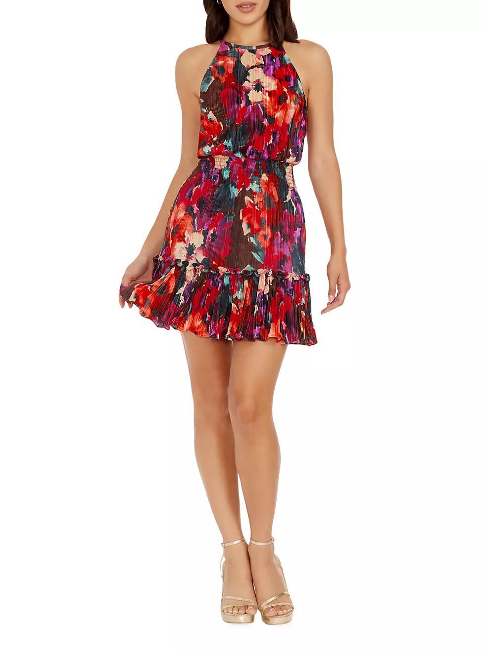 Kaylee Floral Halter Minidress Product Image