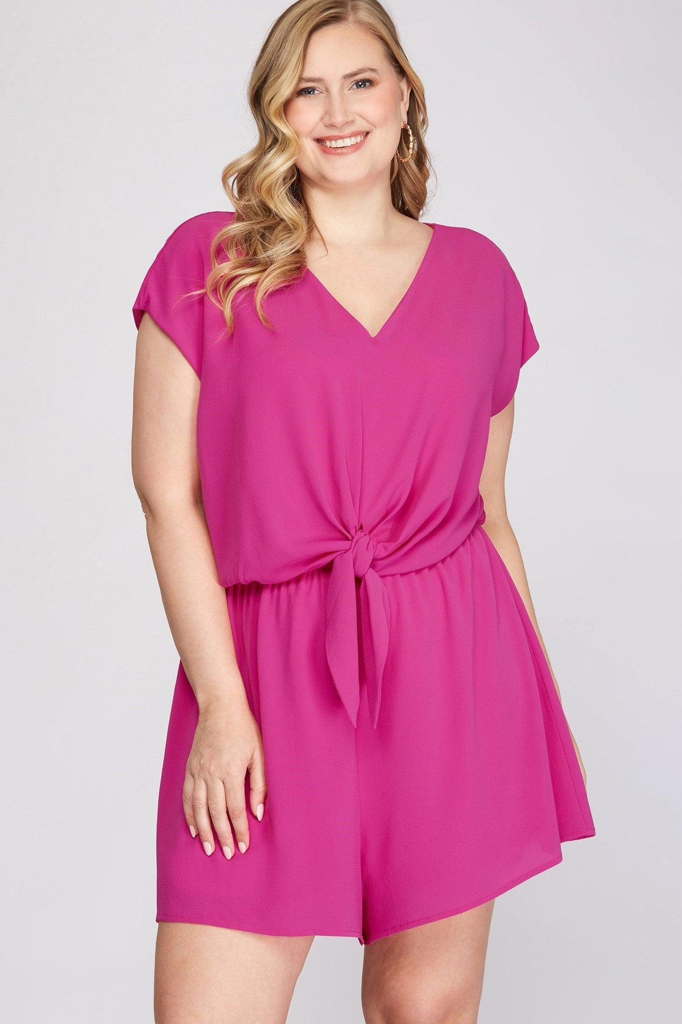 Drop-Shoulder Front-Tie Romper Product Image