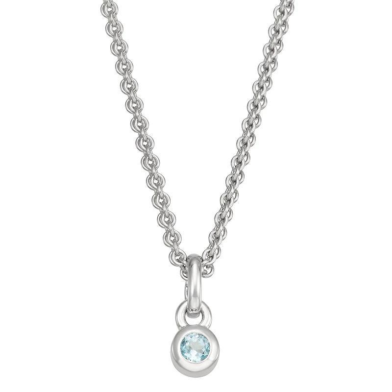 Sterling Silver Blue Topaz Charm Necklace, Womens Silver Tone Product Image