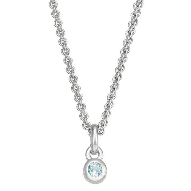 Sterling Silver Blue Topaz Charm Necklace, Womens Silver Tone Product Image