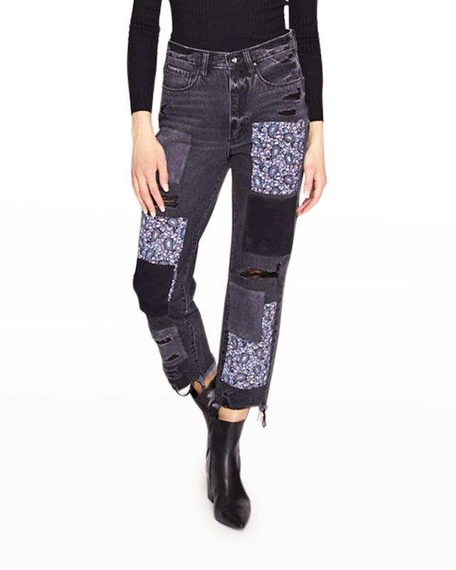 Paisley Patchwork Straight Leg Jeans Product Image