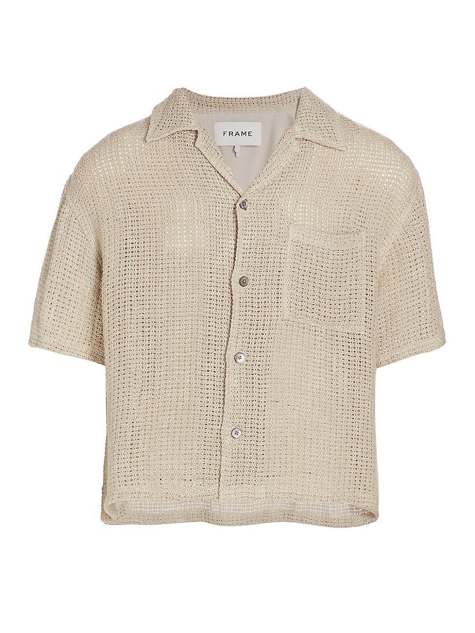 Mens Open Weave Linen Camp Shirt Product Image