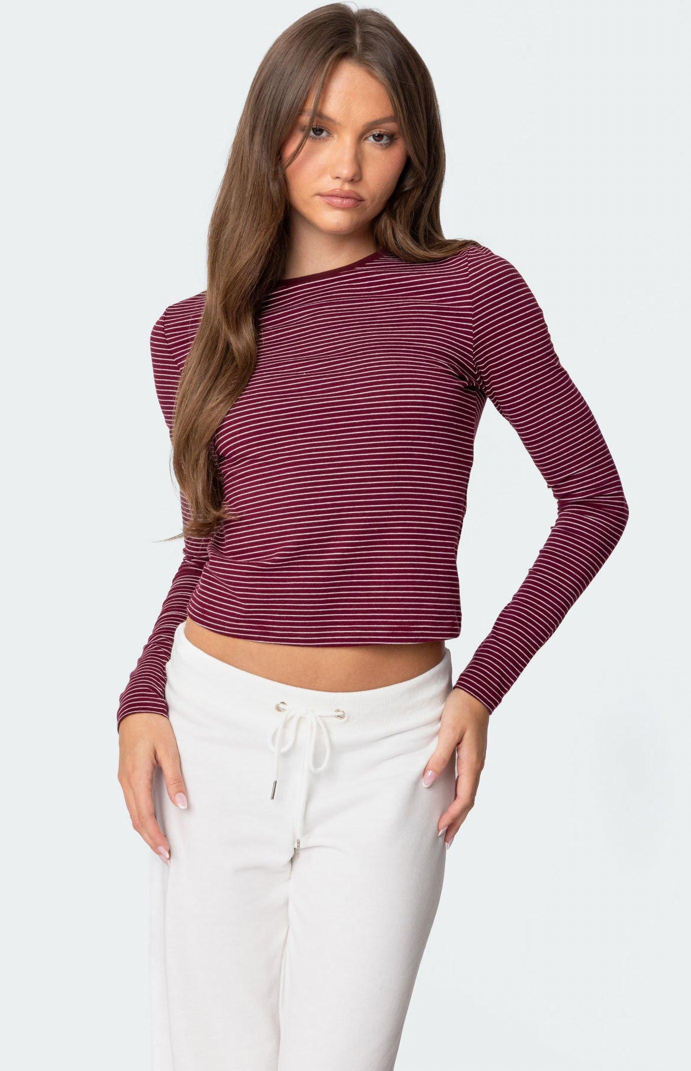 Edikted Women's Brianna Striped Long Sleeve T-Shirt Product Image