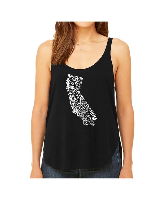 La Pop Art Womens Premium Word Art Flowy Tank Top- California State Product Image