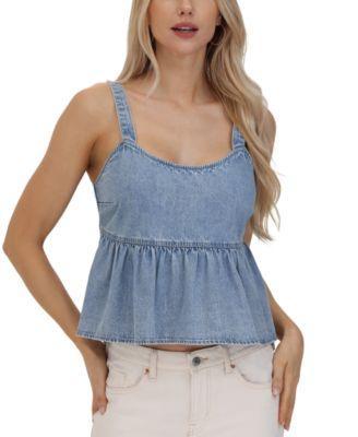 Frye Womens Tie-Back Chambray Babydoll Top Product Image