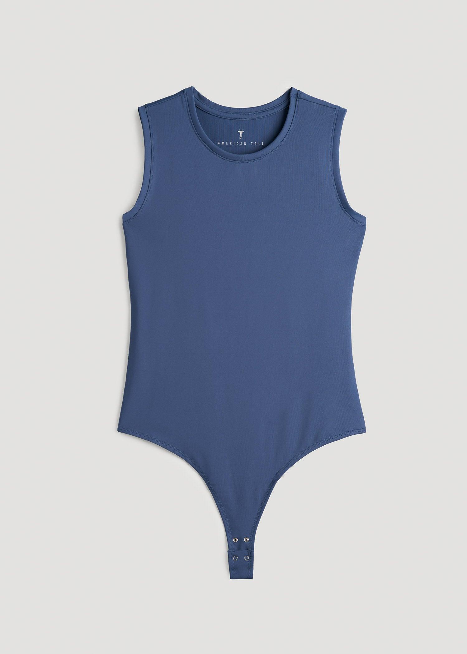 Sleeveless Crewneck Bodysuit for Tall Women in Steel Blue Product Image